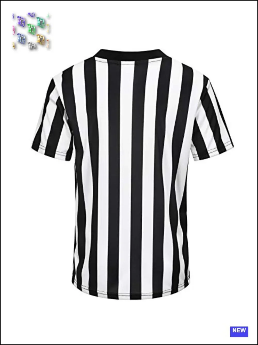 Referee Shirt Black White Stripe Polyester Jersey Pro-Fit V-Neck Sports